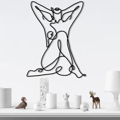 Produktbild von Wallity, Geometric Nude Woman, Dekoratives Wandaccessoire aus Metall, 100 % METALL (Stärke: 1,2 mm), Schwarz, 38 x 50 cm