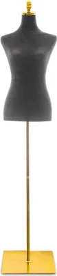 Produktbild von Bituxx Schneiderpuppe Schwarz MS-18940 aus Styropor und Metall, höhenverstellbar 170-186 cm. Maße: 75x36 cm (LxB), Brustumfang 87 cm, Taille 67 cm, Hüfte 90 cm, Schulter 90 cm. Einfache Montage, 2,85 kg.