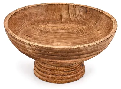 Dekorative Mangoholz-Schale mit Fuß, rund, 25,4 cm
