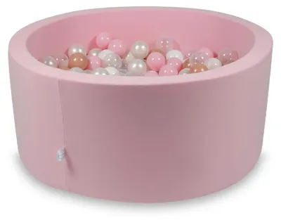 Immagine prodotto di Piscina secca rosa cipria 90x40 con 300 palline: Trasparente, bianco, madreperla, rosa chiaro, oro rosa