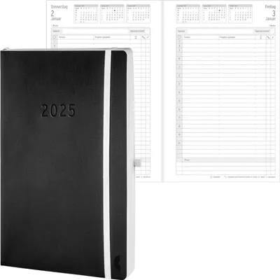Produktbild von CHRONOPLAN 50945 Tagesplan Buchkalender Softcover A5 2025 schwarz
