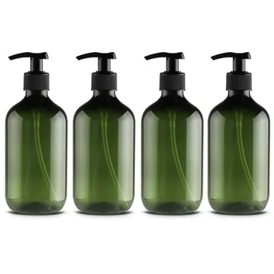 Obrázok produktu pre Sada 4 dávkovačov mydla s objemom 500 ml – plastové fľaše na opakovane napĺňanie, vhodné na šampón, lotion a mydlo na ruky, doplnky do kuchyne a kúpeľne