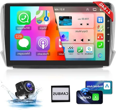 Zdjęcie produktu dla Radio samochodowe - Radio z Carplay - Radio z Android Auto - Odtwarzacz multimedialny - 10-calowy ekran dotykowy - Procesor 8-rdzeniowy