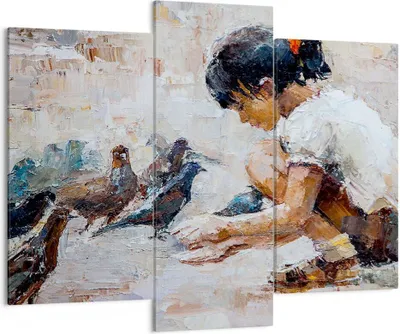 Produktbild von Bild auf Leinwand - Leinwandbild - Kind Vogel Karma - 130x100cm - Wand Bild - Wanddeko - Leinwanddruck - Bilder - Kunstdruck - Wanddekoration - Leinwand bilder - Wandkunst - CB130x100-3417