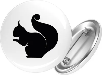 Produktbild von Huuraa Button Eichhörnchen Silhouette 59mm rund mit Sicherheitsnadel Ansteckbutton Geschenkidee
