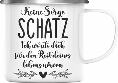Produktbild von Trendation - Emaille Tasse für Freundin Partner Geschenk Liebe Schatz Ich Liebe Dich Valentinstag Valentinstagsgeschenk (Silber)