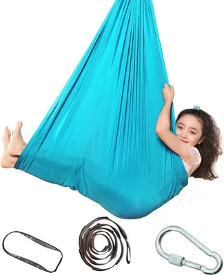 Obrázek produktu pro Dětská houpačka Hammock, vnitřní houpačka Elastická houpačka Cuddle Hammock Sensory Swing Ideální pro ADHD, Aspergera a senzorickou integraci, stejně jako pro terapii autismu (100 x 280 cm)