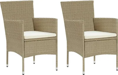 Produktbild von Garten-Essstühle 2 Stk. Poly Rattan Beige