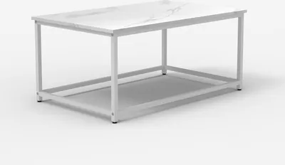 Produktbild von Couchtisch zeitgenössisch 100x60x45cm mit Marmoreffekt Corniola - Weiß