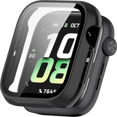 Image de Pour Honor Watch 5 Étui rigide en plastique PC + verre trempé H9 noir
