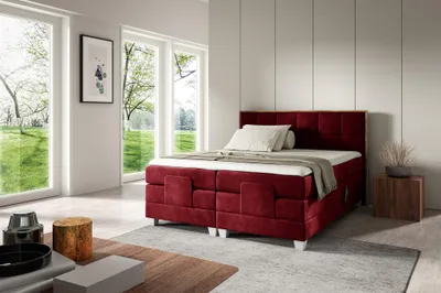 Produktbild von Boxspringbett Elektrisch Bett HENRY 200x200cm in Stoff Fresh Rot