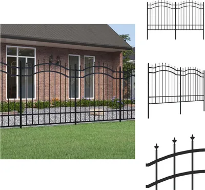 Image de vidaXL Clôture de jardin avec pointes de lance Noir 165 cm Acier - Panneaux de clôture