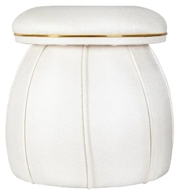 Imagen del producto de Puf de diseño Corin en color marfil y oro