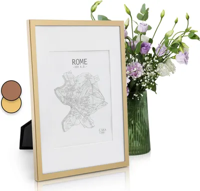 Zdjęcie produktu dla Ramka na zdjęcia Casa Chic z passe-partout, ramka na zdjęcia 31x23cm na certyfikat i kolaż, szklana ramka na zdjęcia, ramka stojąca / do montażu na ścianie, ramka pionowa / pozioma, metalowa ramka na zdjęcia