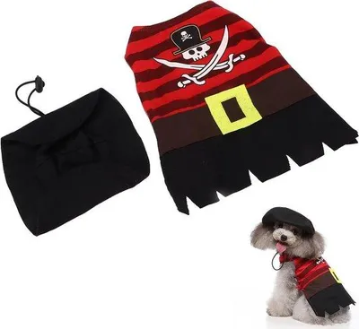 Obrázek produktu pro Kostým piráta pro psy a kočky – halloweenský kostým s kloboukem – velikost M.