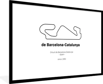 Produktbild von MuchoWow® Gerahmtes Poster Formel 1 - Rennstrecke - Barcelona 90x60 cm - Poster mit Schwarzem Bilderrahmen Wandposter Rahmen Foto Bilder - Wanddekoration - Fotos