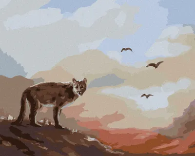 Produktbild von Zuty - Malen nach Zahlen - PUMA, VÖGEL UND SONNENUNTERGANG (D. RUSTY RUST), 40x50 cm, ohne Keilrahmen