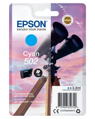 Image de Epson C13T02V24010 Cartouche d'encre cyan originale Epson (C13T02V24010,T02V240,502,T02V2,T02V24010)