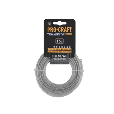 Productafbeelding van Stroken voor grasmaaier, versterkt (2,7 mm) (15 meter), vierkant, merk PROCRAFT, type KV/AR-2.7/15
