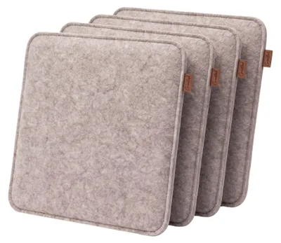 Produktbild von G.mütlich Filz Stuhlkissen eckig, Sitzkissen quadratisch, Anti Rutsch Polster Bank, Beige 4 Stück 40x40 cm
