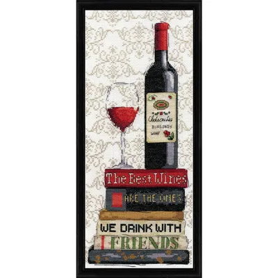 Produktbild von Design Works Kreuzstich Stickpackung "Rotwein", Zählmuster, 15x36cm