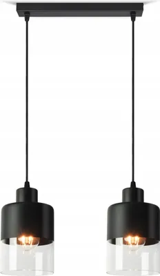 Produktbild von LUXOLAR Pendelleuchte Schwarz 2 flammig, Hängelampe mit getöntes Glas E27 60 W - Deckenleuchte für Wohnzimmer, Küchen - Modern Design