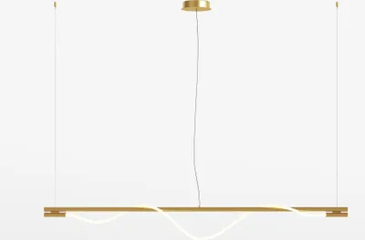 Zdjęcie produktu dla Lampa wisząca LED, złoty metal, wys. 150 cm