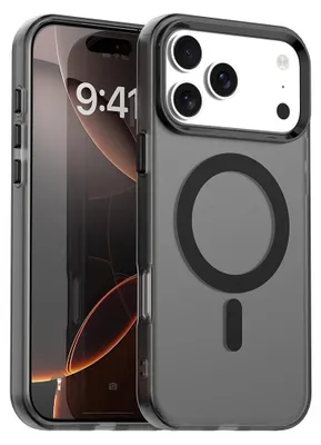 Immagine prodotto di Custodia per iPhone 17 Pro Max, compatibile con MagSafe, sottile custodia semi-trasparente opaca antiurto Nero