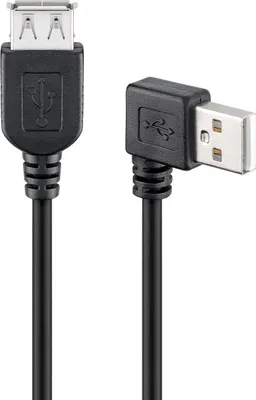 Image de Goobay 95701 Rallonge USB 2.0 Hi-Speed 90°, noir, 0.15 m - USB 2.0 femelle (type A) > USB 2.0 mâle (type A) 90