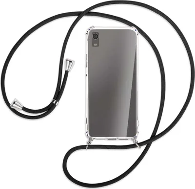 Produktbild von Handykette Backcover-Schutzhülle mit Band (Metall silberfarben) für Sony Xperia XA1 - schwarz