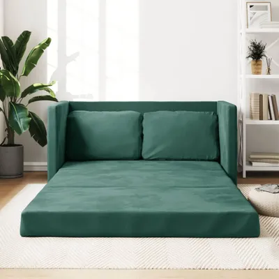 Produktbild von 2025 Moderne Bodensofa mit Schlaffunktion Dunkelgrün 122x204x55 cm Samt - Klassische Sofas,Design 7382928 1parcel