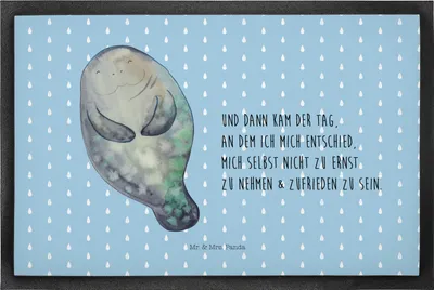 Produktbild von Mr. & Mrs. Panda fußmatte Seekuh Happy 50 x 75 cm - Blau Pastell - Geschenk, Meer, Respekt, Schmutzfangmatte, Fußabtreter, Liebeskummer, Freundin, Selbstliebe, Gummimatte