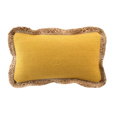 Image de Coussin Déhoussable 30 x 50 cm Akina Ocre - Coton & Polyester avec Jute