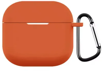 Immagine prodotto di Custodia per AirPods - Compatibile con AirPods 3 - Custodia protettiva in silicone - Custodia per AirPods - Adatta per Apple AirPods - Con moschettone - Arancione