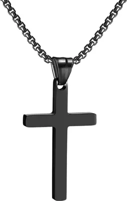 Image de Collier Croix Hommes Acier inoxydable Argent Or Noir Pendentif