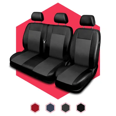 Produktbild von Autositzbezüge Universal Schonbezüge PKW Set Transporter 1+2 BUS Kunstleder Grau