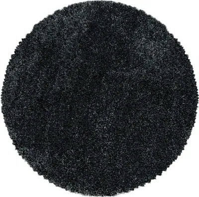 Produktbild von Hochflor Teppich Francesca rund, Farbe: Anthrazit, Größe:120 cm rund