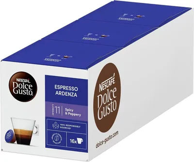 A box of Nescafé Dolce Gusto Espresso Ardenza coffee capsules.