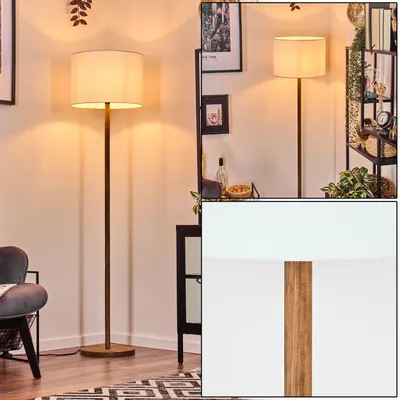 Produktbild von Schiavonea moderne Stehlampe aus Holz/Stoff in Naturfarben/Weiß, Höhe 165 cm