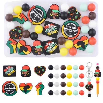 36-teiliges Juneteenth-Silikonperlen-Set für DIY-Armbänder