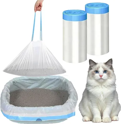 Immagine prodotto di Sacchi resistenti per lettiere per gatti, dimensioni 66 x 30 cm, confezione da 40 pezzi, con coulisse per la chiusura