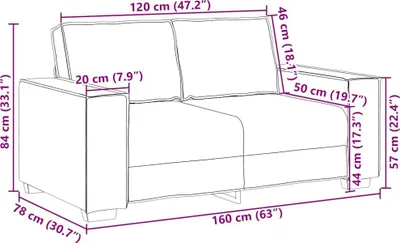 Produktbild von vidaXL 2-Sitzer-Sofa Schwarz 160x78x84 cm Samt
