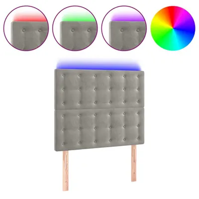 Produktbild von vidaXL LED Kopfteil Hellgrau 80x5x118/128 cm Samt
