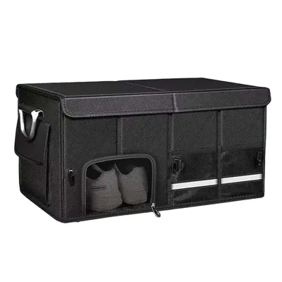 Produktbild von Fahrzeug Organizer 72L Mit Deckel Aluminiumgriff Stabil Rutschfest 60×35×30 cm Für Auto SUV Transporter