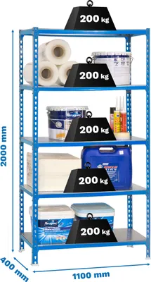 Produktbild von Metallregal SIMONCLICK SUPERPLUS 5/400 BLAU/GALVA