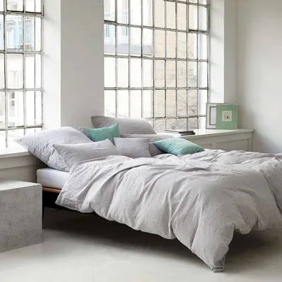 Produktbild von elegante Leinen Bettwäsche Pure silber 135x200 cm + 80x80 cm