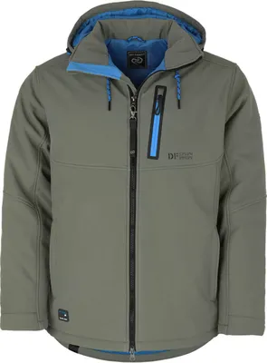 Produktbild von Dry Fashion Herren Softshelljacke Gotland mit Fleece-Innenfutter - Jacke Softshell mit abnehmbarer Kapuze in Oliv Größe L