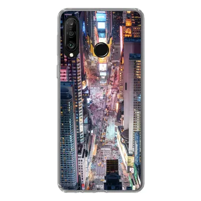Produktbild von MuchoWow® Handyhülle Schutzhülle Hülle für Huawei P30 Lite Blick von oben auf den Times Square in New York Silikon Softcase Handy Hülle - Handyhülle