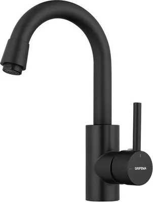 Productafbeelding van Unyqoos® GRIFEMA G1002B – hoge wastafelkraan, mengkraan voor wastafel, energiebesparende kraan voor wastafel, zwart