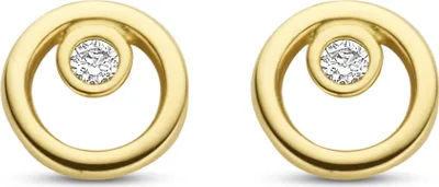 Produktbild von New Bling 9NBG-0266 Gouden Oorknopjes - Dames - Cirkel - Zirkonia - 4,3 mm - 14 Karaat - Goud